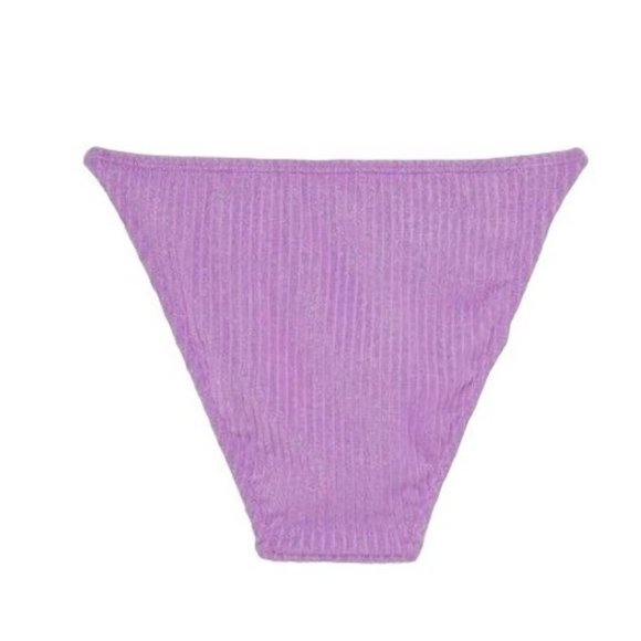 Xhilaration Juniors' Metallic Ribbed Cheeky String Bikini Bottom Purple XS S XL - Picture 4 of 10
